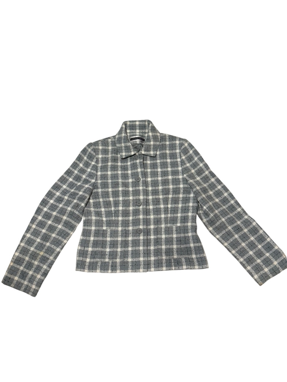 Vintage Amanda Smith Grey Plaid Button-Up Blazer